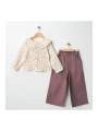 Bebe Yaka Müslin Gömlek Lastikli Bel Kanvas Pantolon Takım