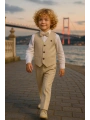 Erkek Çocuk Yelekli Takım Elbise | Gömlek-Yelek-Papyon-Pantolon| 4parça Takım