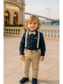 Çocuk Salopet Takım Üst KALİTE |Gömlek Salopet Pantolon Papyon-4Parça|