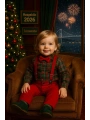 Bebek&Çocuk Yılbaşı Özel Salopet Takım kaşe Gömlek Pantolon Papyon-4Parça