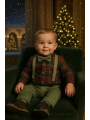 Bebek&Çocuk Yılbaşı Özel Salopet Takım kaşe Gömlek Pantolon Papyon-4Parça