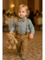 Erkek Bebek Müslin Zıbın Gömlek - Gabardin Pantolon| Bayramlık- Salopet Takım