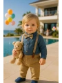 Erkek Bebek Müslin Zıbın Gömlek - Gabardin Pantolon| Bayramlık- Salopet Takım