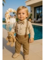Erkek Bebek Müslin Zıbın Gömlek - Gabardin Pantolon| Bayramlık- Salopet Takım