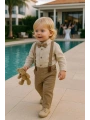 Erkek Bebek Müslin Zıbın Gömlek - Gabardin Pantolon| Bayramlık- Salopet Takım