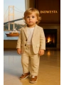 Erkek Bebek&Çocuk %100 PAMUK-Keten Salaş Ceket T-shirt Pantolon Üçlü Spor Takım Elbise 3’Parça