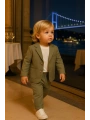 Erkek Bebek&Çocuk %100 PAMUK-Keten Salaş Ceket T-shirt Pantolon Üçlü Spor Takım Elbise 3’Parça