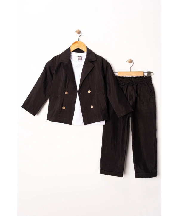 Kruvaze Ceketli Spor 3’Lü Takım/Takım Elbise/Damatlık/Özel Gün Takım/Düğün/ Doğum Günü/Premium