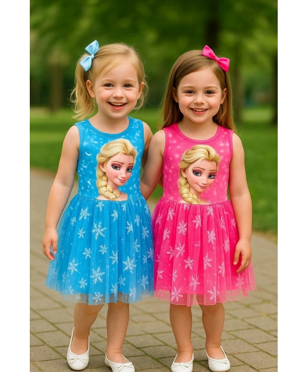 Kız çocuk Elsa Karlar Kraliçesi kostüm doğum günü parti elbisesi Mavi Renk 1 bedenbüyüktercihediniz