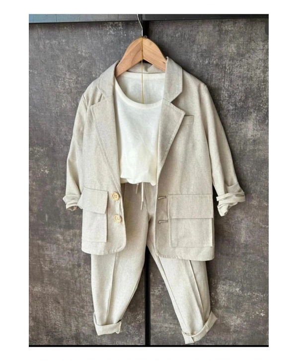 Erkek çocuk keten takım elbise