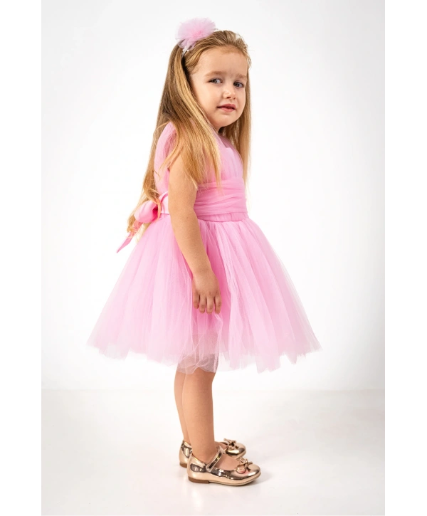 Kare Yaka Tütü Tüllü Kız Çocuk Elbise
