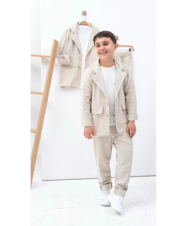 erkek çocuk keten takım