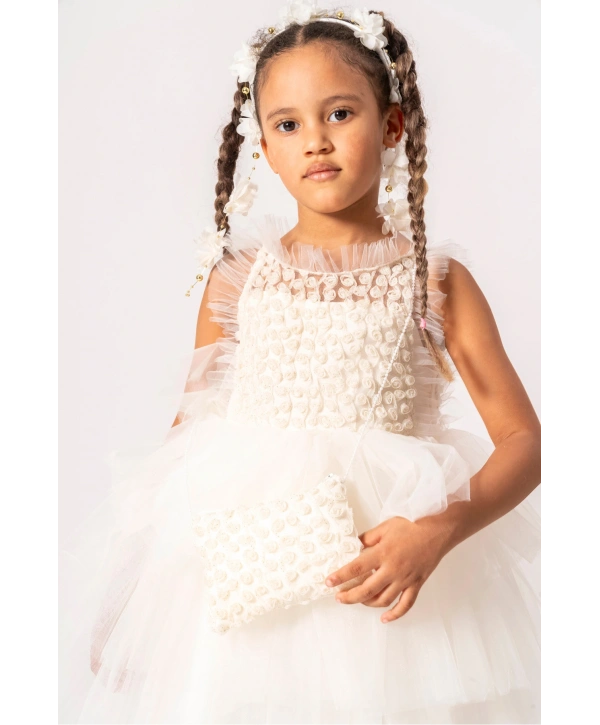 Papatya Çanta Ve Taç Aksesuarlı Özel Gün Elbisesi