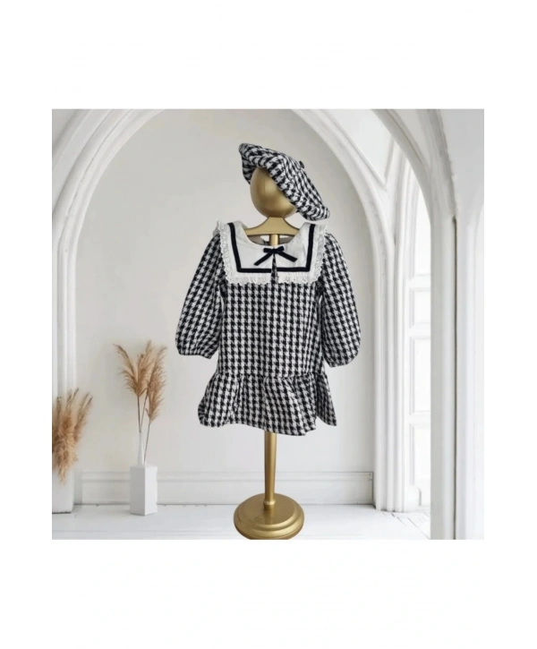 Ressam Şapkalı Tüvit Kumaş Vintage Elbise