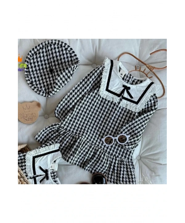 Ressam Şapkalı Tüvit Kumaş Vintage Elbise