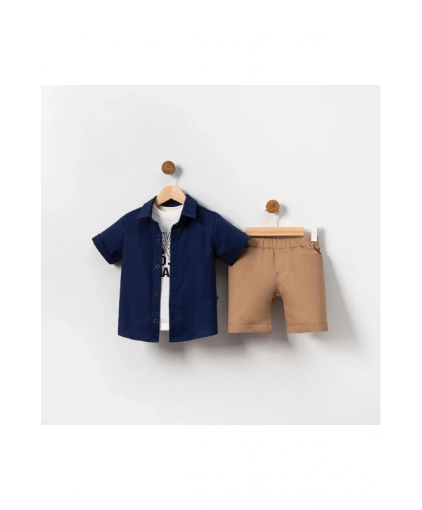 Erkek çocuk bayramlık gömlek şort takım