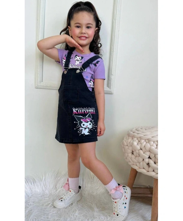 Kuromi Baskılı T-shirt Salopet İkili Takım