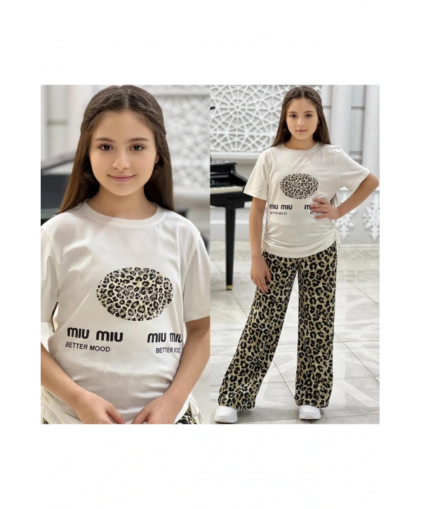 Kız Çocuk Leopar Alt Üst Takım