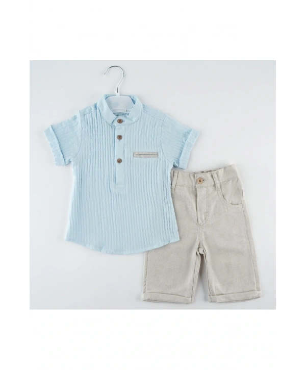 Erkek Çocuk Keten / Pamuk Keten / Pamuklu Gofre Yazlık İkili Takım / bayramlık / Özel Gün /