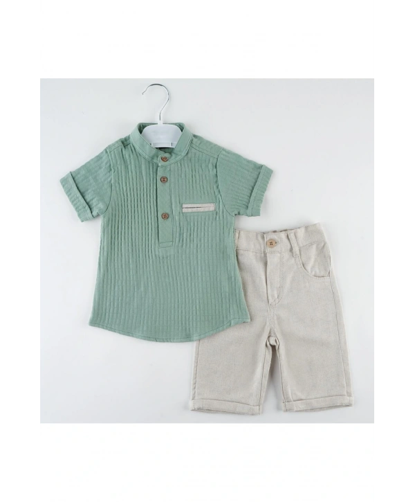 Erkek Çocuk Keten / Pamuk Keten / Pamuklu Gofre Yazlık İkili Takım / bayramlık / Özel Gün /