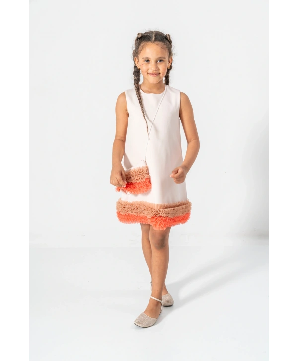 ETEĞİ RENKLİ FIRFIRLI DÜZDAR DOĞUM GÜNÜ/PARTİ-ÖZEL GÜN ELBİSE