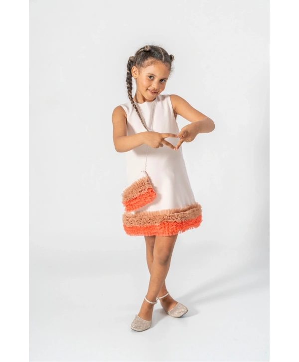 ETEĞİ RENKLİ FIRFIRLI DÜZDAR DOĞUM GÜNÜ/PARTİ-ÖZEL GÜN ELBİSE