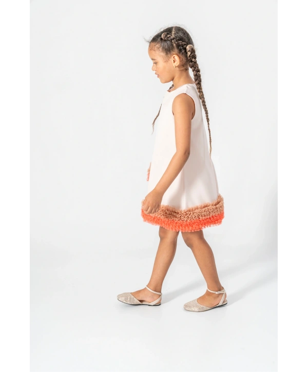 ETEĞİ RENKLİ FIRFIRLI DÜZDAR DOĞUM GÜNÜ/PARTİ-ÖZEL GÜN ELBİSE