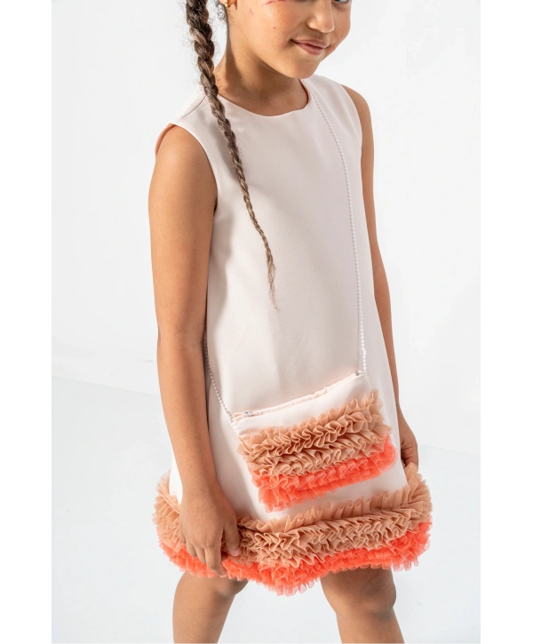 ETEĞİ RENKLİ FIRFIRLI DÜZDAR DOĞUM GÜNÜ/PARTİ-ÖZEL GÜN ELBİSE