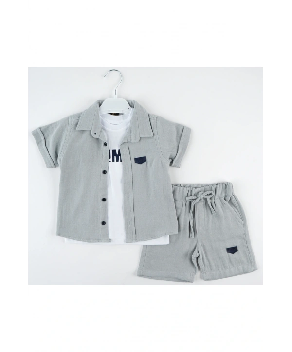 Erkek çocuk kısa kollu gömlek şırt thsort Alt Üst Takım