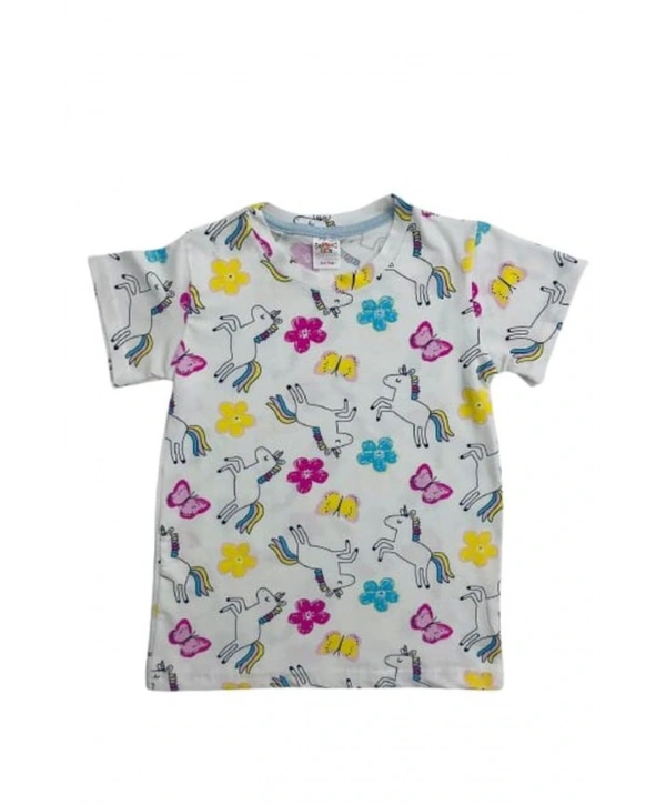 Kız Çocuk %100 Pamuk Krem Bahar Temalı Kısa Kollu Şortlu Pijama Takımı