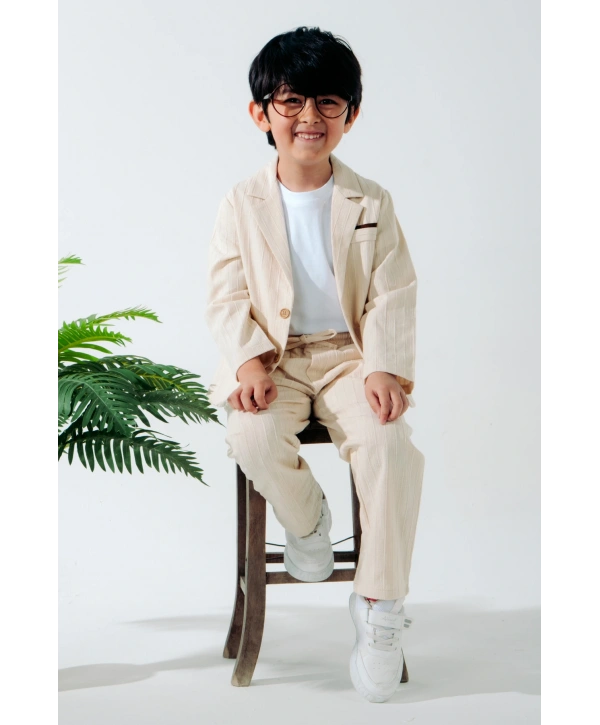 Erkek çocuk 2 li keten pantolon ceket onu çıt kapamali