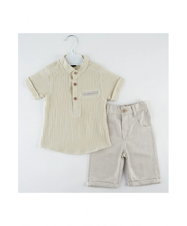 Erkek çocuk müslin kumaş şortlu Alt Üst Takım