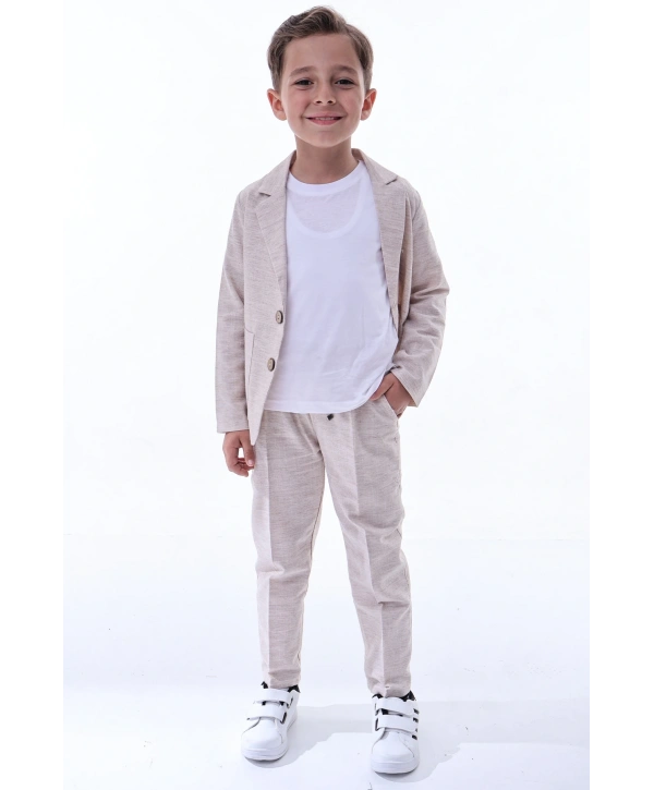 Erkek Çocuk 3lü Keten (ORGANİK) Takım Elbise