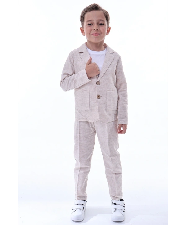 Erkek Çocuk 3lü Keten (ORGANİK) Takım Elbise