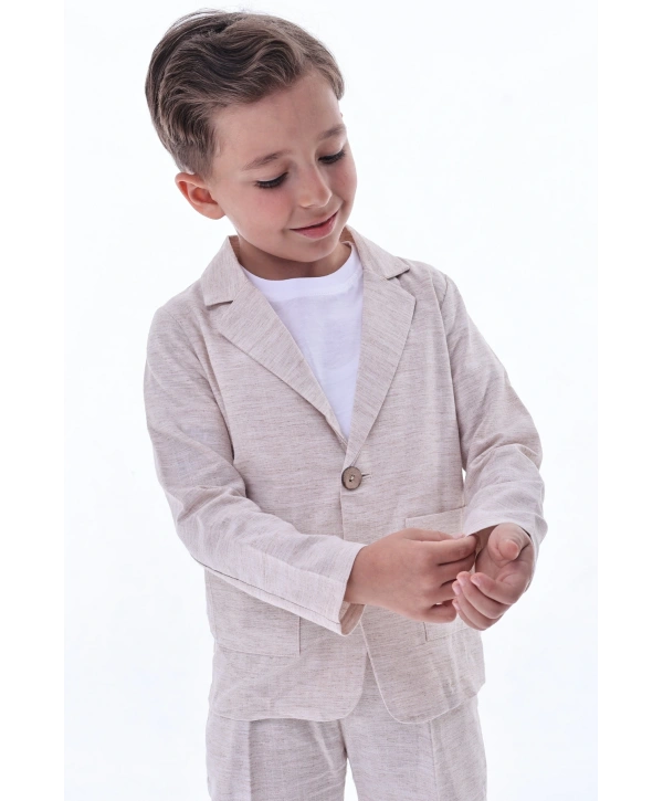 Erkek Çocuk 3lü Keten (ORGANİK) Takım Elbise