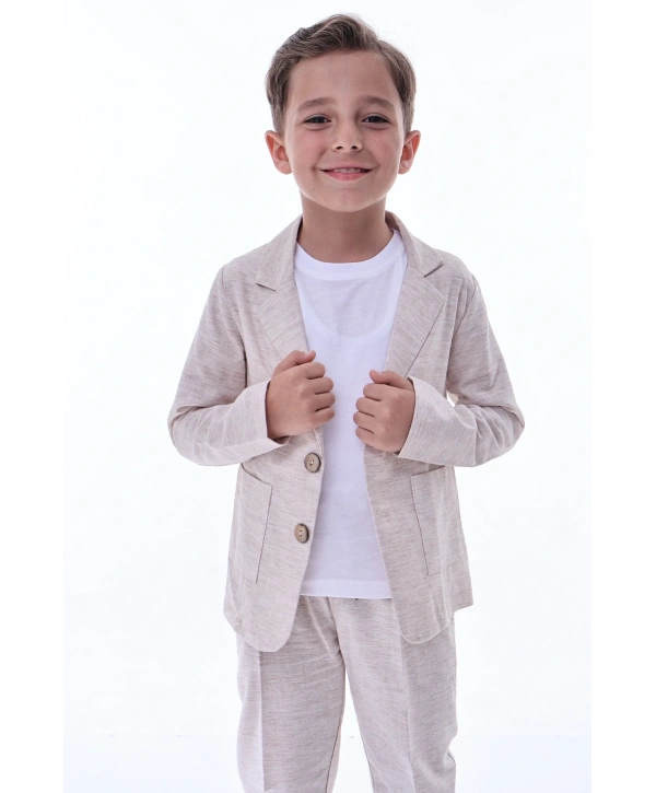Erkek Çocuk 3lü Keten (ORGANİK) Takım Elbise
