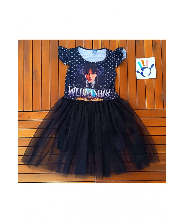 Kız Çocuk Wednesday kostüm parti doğum günü özel gün elbisesi