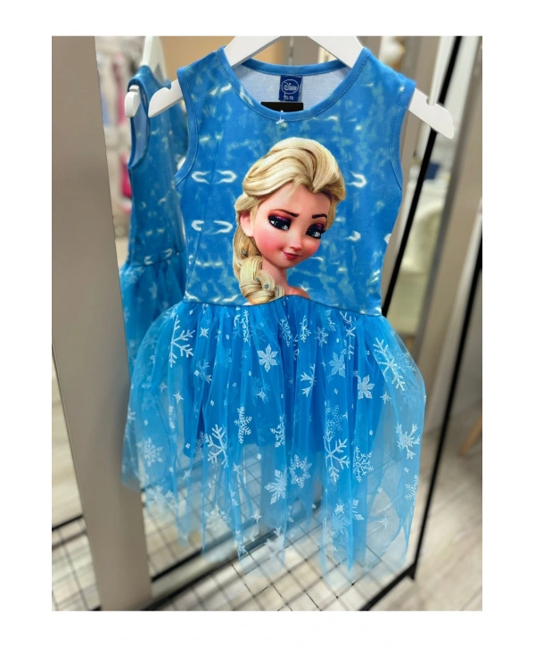 Kız çocuk Elsa Karlar Kraliçesi kostüm doğum günü parti elbisesi Mavi Renk 1 bedenbüyüktercihediniz