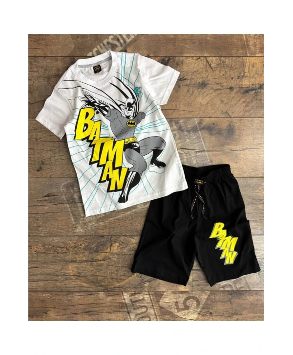 Batman desenli erkek çocuk yazlık şortlu takım