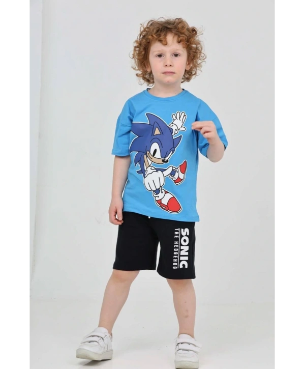 Sonic desenli erkek çocuk yazlık şort thsort alt üst takım