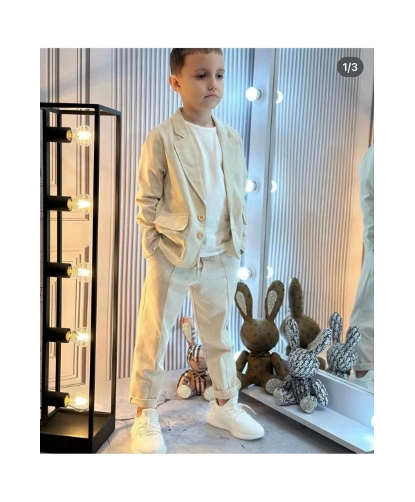 Erkek çocuk keten takım elbise