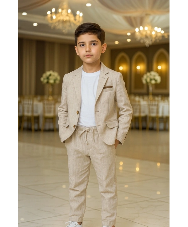 Keten/pamuklu Ceketli Spor 3lü /takım Elbise/damatlık/özelgüntakım/düğün/ Doğumgünübirbedenbüyükalnz