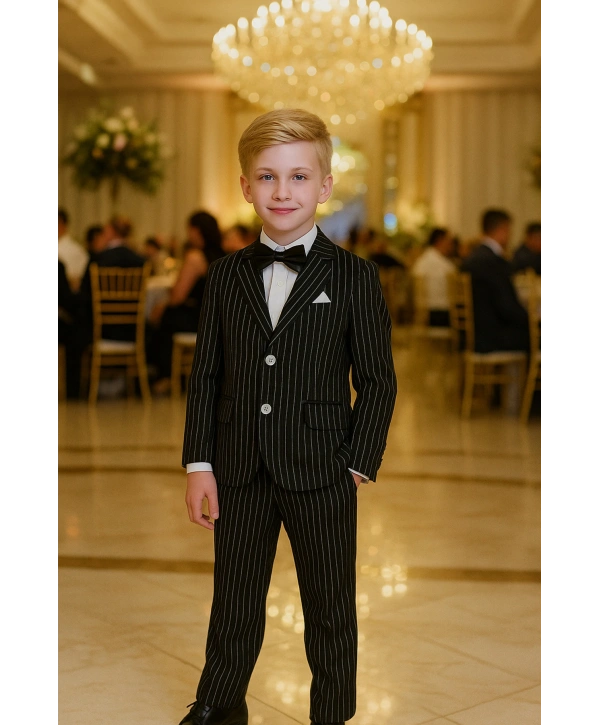 Erkek Çocuk Ceketli Smokin Salaş Takım Elbise / Ceket, Pantolon, Gömlek Ve Papyon (dar Kalıp )