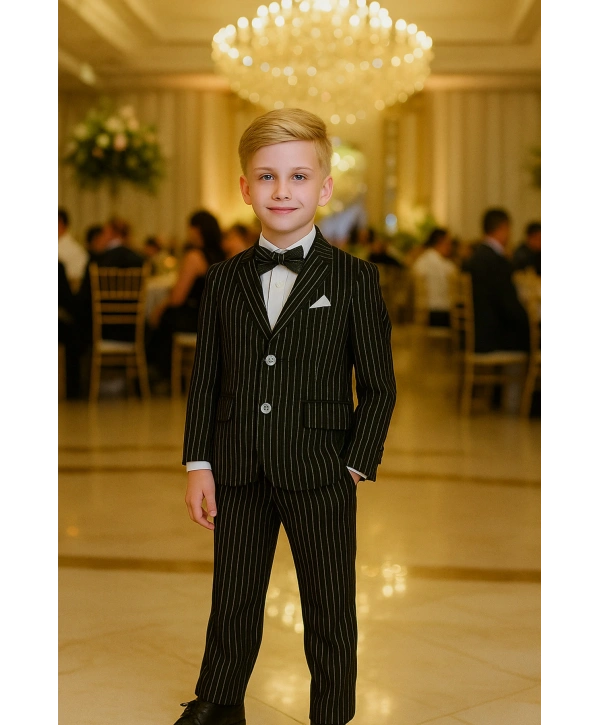 Erkek Çocuk Ceketli Smokin Salaş Takım Elbise / Ceket, Pantolon, Gömlek Ve Papyon (dar Kalıp )