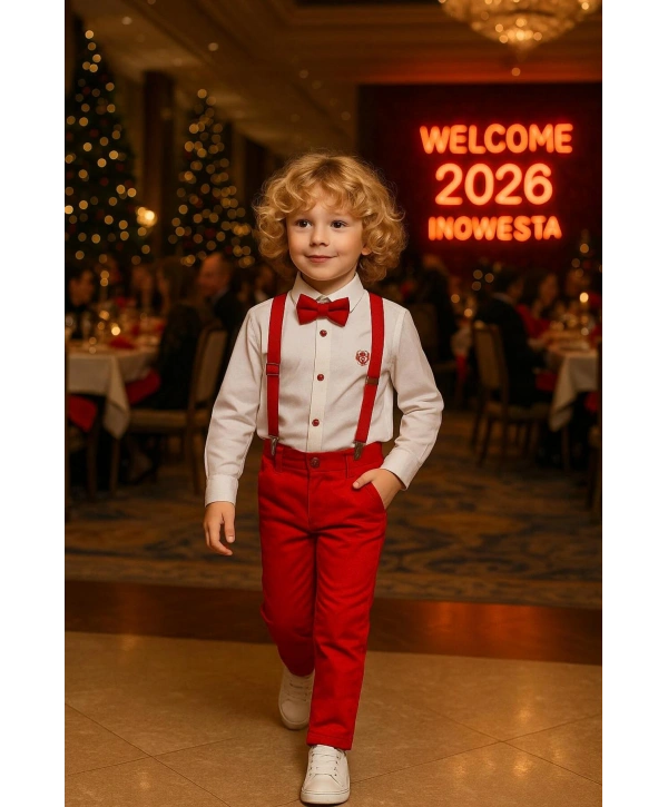 Bebek&Çocuk Yılbaşı Özel Salopet Takım Gömlek Pantolon Papyon-4Parça