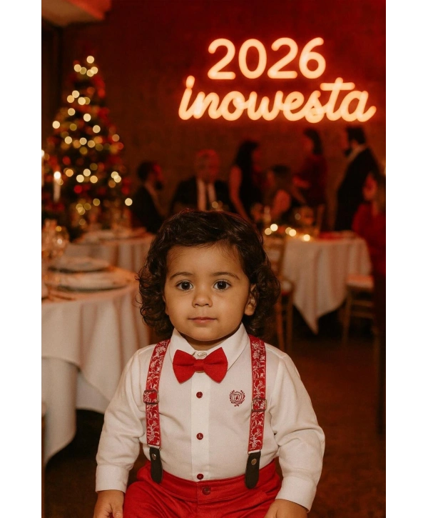 Bebek&Çocuk Yılbaşı Özel Salopet Takım Gömlek Pantolon Papyon-4Parça