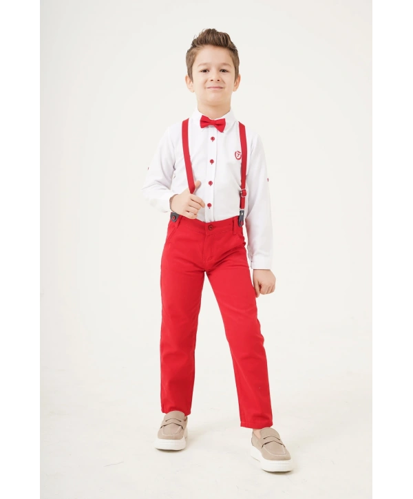 Erkek Çocuk /askılı Ve Papyonlu/ Gömlek Pantolon /erkek Çocuk Takım