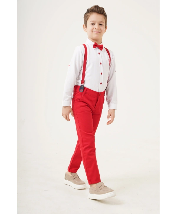 Erkek Çocuk /askılı Ve Papyonlu/ Gömlek Pantolon /erkek Çocuk Takım