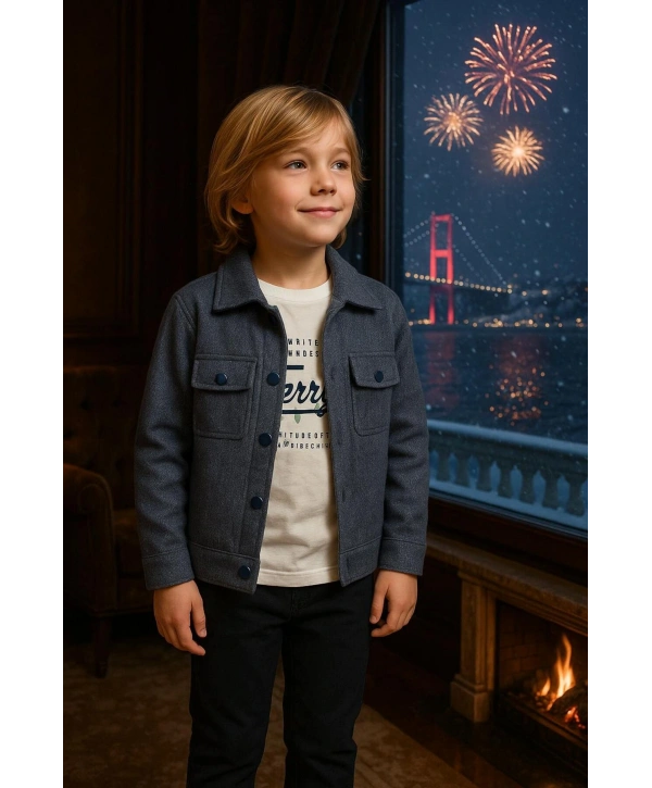 Erkek Çocuk orta kalınlıkta KAŞE Ceketli 3Lü Takım |Bir Beden Büyük Tercih Ediniz|