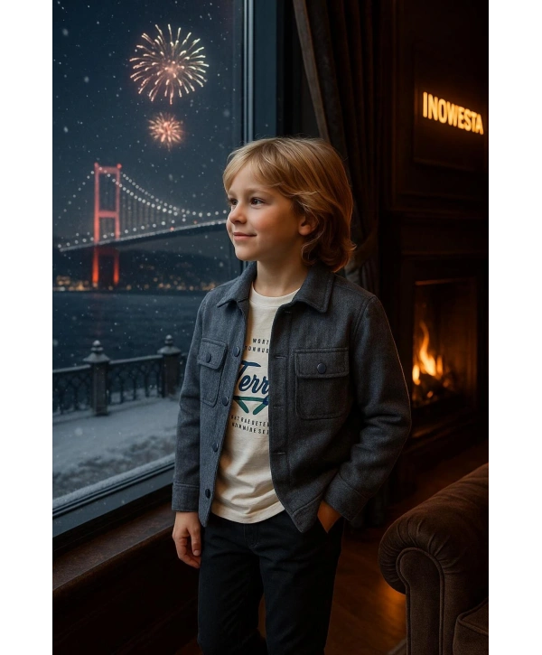 Erkek Çocuk orta kalınlıkta KAŞE Ceketli 3Lü Takım |Bir Beden Büyük Tercih Ediniz|